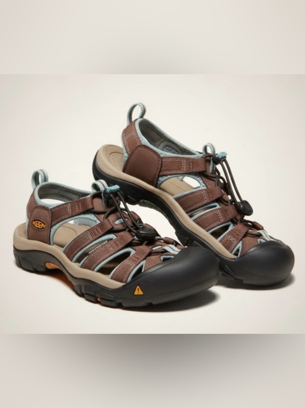 KEEN Brown and Light Blue Closed-Toe Outdoor  sport Sandals 1003481 Women's 8